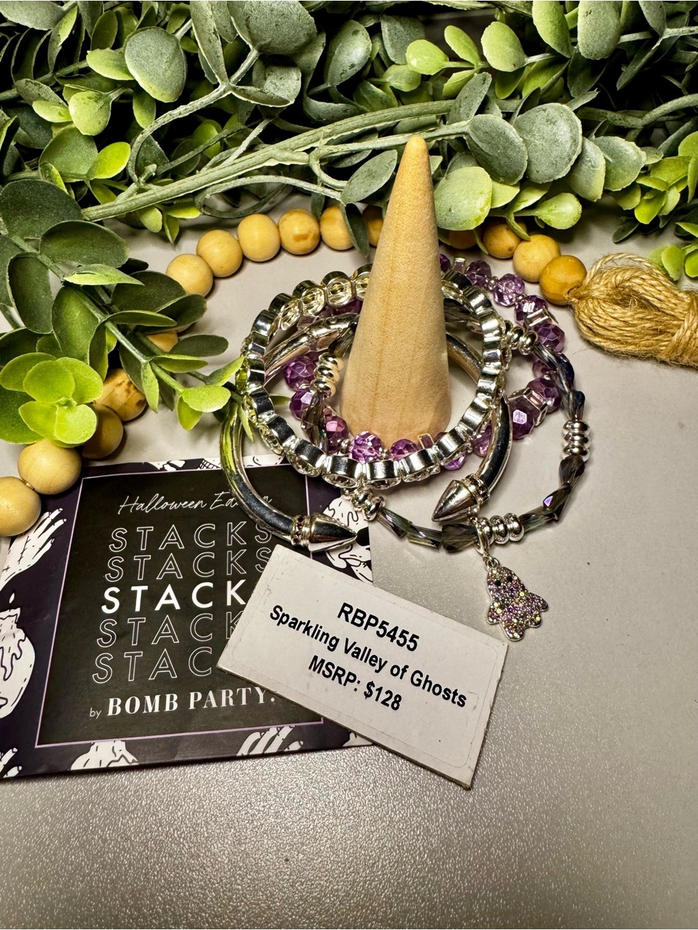 Bomb Party Sparkling Valley of Ghosts Bracelet Stack - Purple & Silver